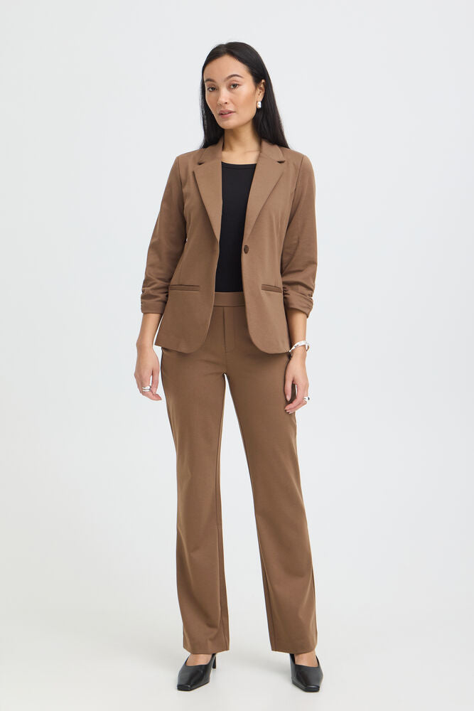 20613528 BOOT CUT PULL UP HEAVY JERSEY TROUSERS Brown