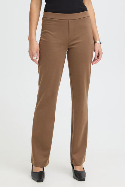 20613528 BOOT CUT PULL UP HEAVY JERSEY TROUSERS Brown