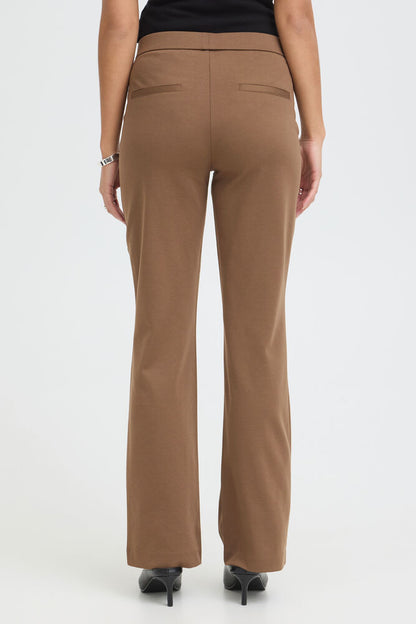20613528 BOOT CUT PULL UP HEAVY JERSEY TROUSERS Brown