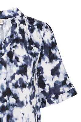 20614144 3/4 Slve Print V-Neck Blouse To Blue