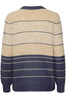 20614493 Stripe Super Soft O-Neck Jumper Beige/Blue