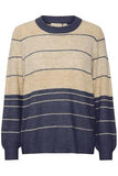 20614493 Stripe Super Soft O-Neck Jumper Beige/Blue