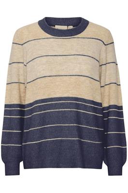 20614493 Stripe Super Soft O-Neck Jumper Beige/Blue