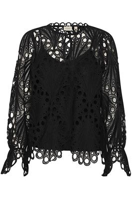 20614548 Lace 2 Pce L/S High Neck Top Black