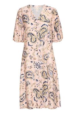 20615423 Linen Mix Puffy Slve Print Dres Sage Green