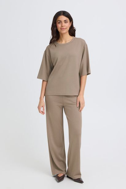 20615492 S/S Super Soft Oversize Top Taupe