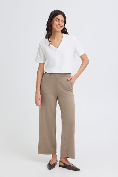 20615493 Super Soft Wide Leg 7/8 Trouser Taupe