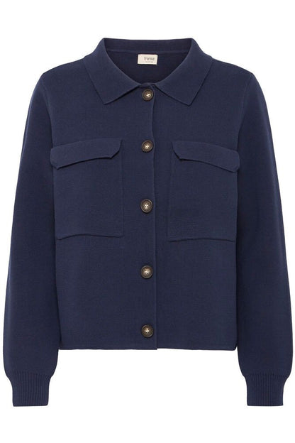 20615499Ss26 Boxy Short Big Pocket Cardi Navy