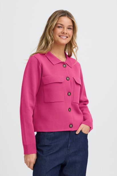 20615499Ss26 Boxy Short Big Pocket Cardi Magenta