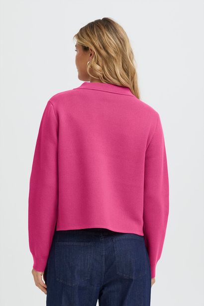 20615499Ss26 Boxy Short Big Pocket Cardi Magenta