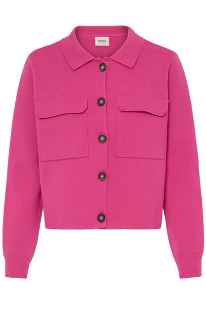 20615499Ss26 Boxy Short Big Pocket Cardi Magenta