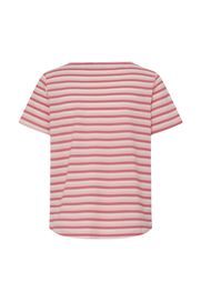 20615550 Dot Stripe S/S O-Neck Top Pink