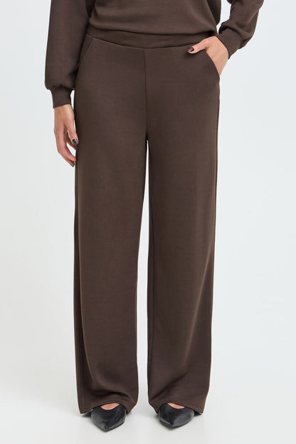 20615556 STRETCH WIDE LEG SCUBA PULL UP TROUSERS Brown