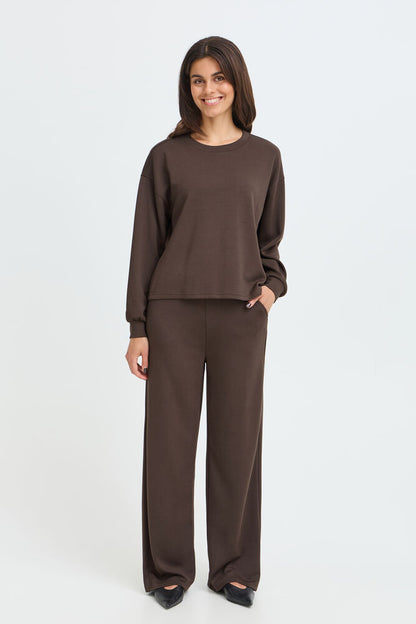 20615556 STRETCH WIDE LEG SCUBA PULL UP TROUSERS Brown
