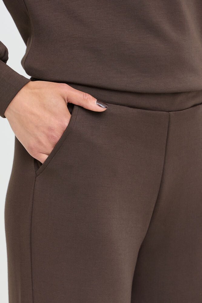 20615556 STRETCH WIDE LEG SCUBA PULL UP TROUSERS Brown