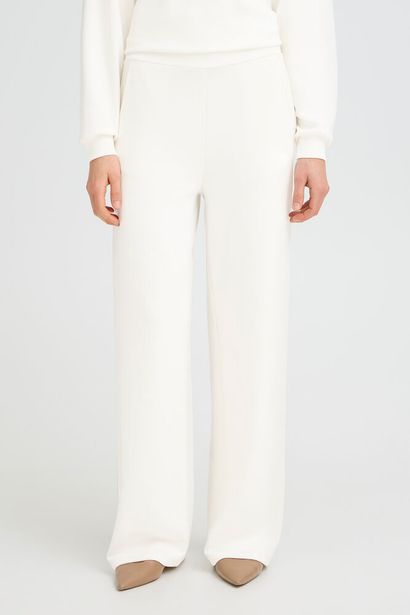 20615556 STRETCH WIDE LEG SCUBA PULL UP TROUSERS White