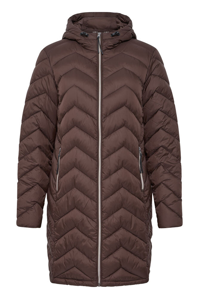 20615709 LIGHT PADDED LONGER LENGTH HOODED COAT Wine-Red