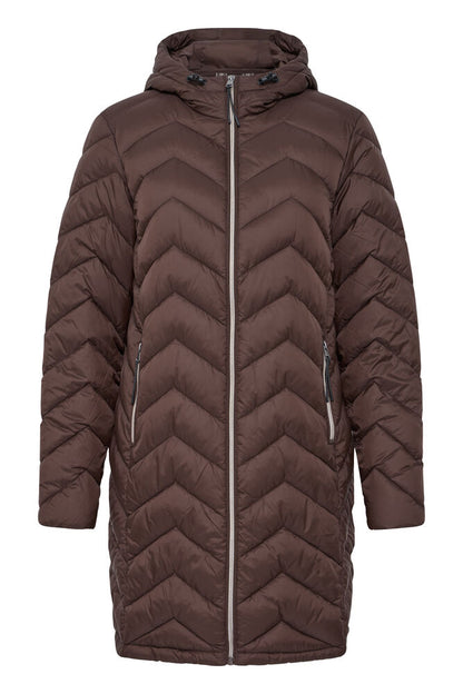 20615709 LIGHT PADDED LONGER LENGTH HOODED COAT Wine-Red
