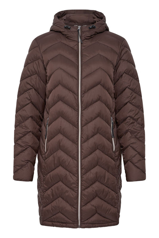 20615709 LIGHT PADDED LONGER LENGTH HOODED COAT Wine-Red