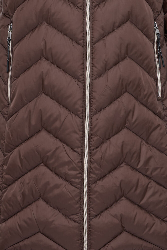 20615709 LIGHT PADDED LONGER LENGTH HOODED COAT Wine-Red