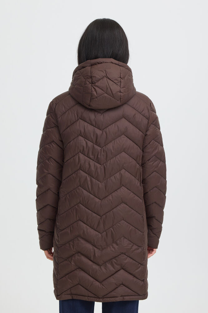 20615709 LIGHT PADDED LONGER LENGTH HOODED COAT Wine-Red