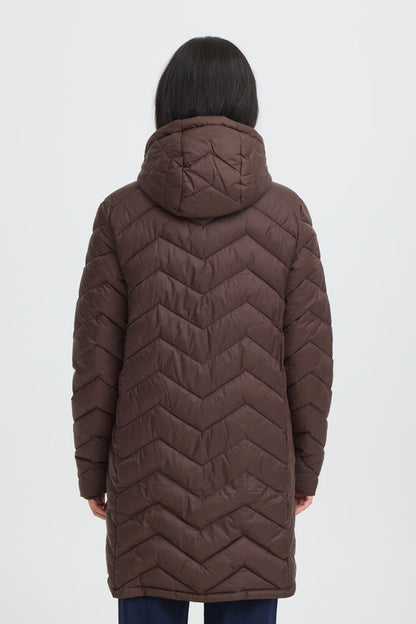 20615709 LIGHT PADDED LONGER LENGTH HOODED COAT Wine-Red