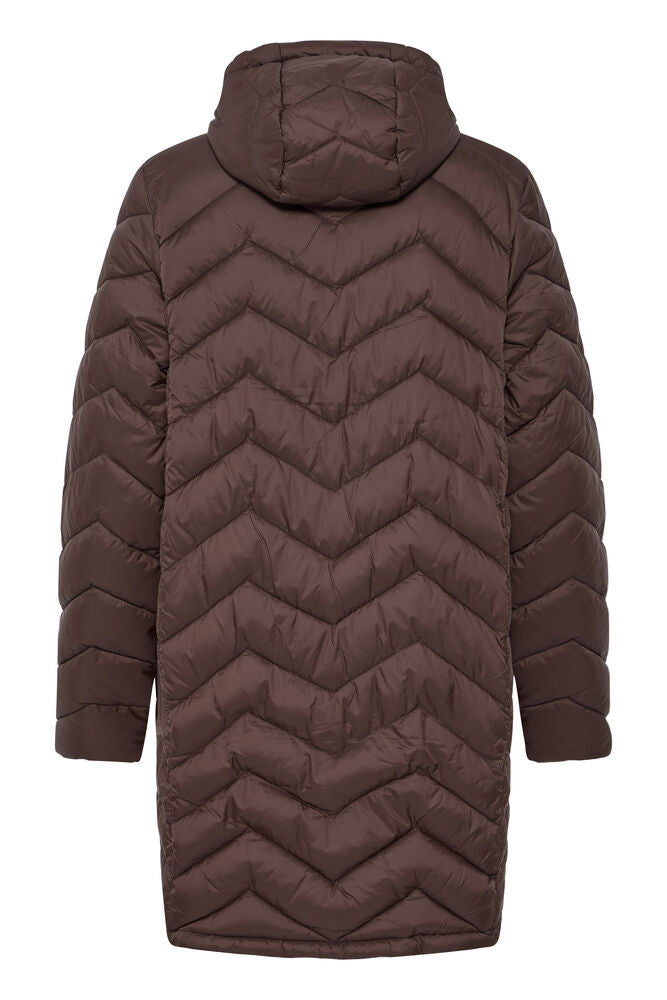 20615709 LIGHT PADDED LONGER LENGTH HOODED COAT Wine-Red