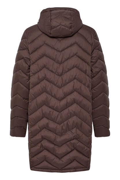 20615709 LIGHT PADDED LONGER LENGTH HOODED COAT Wine-Red