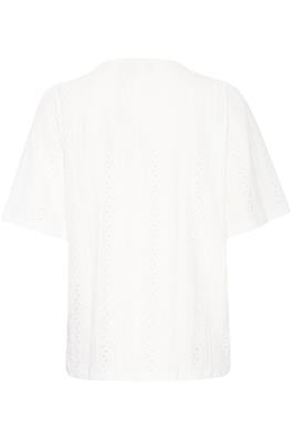 20615830 S/S Holes Pearl Button Top Cream