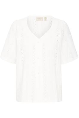 20615830 S/S Holes Pearl Button Top Cream