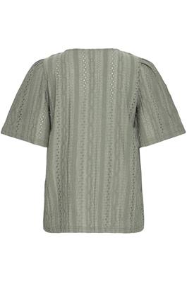 20615830 S/S Holes Pearl Button Top Khaki