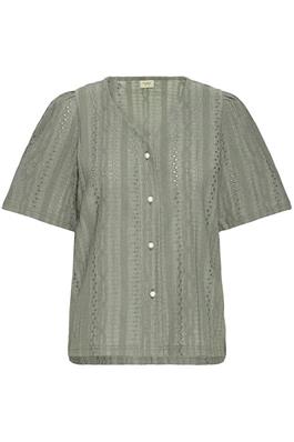 20615830 S/S Holes Pearl Button Top Khaki