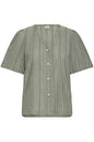 20615830 S/S Holes Pearl Button Top Khaki