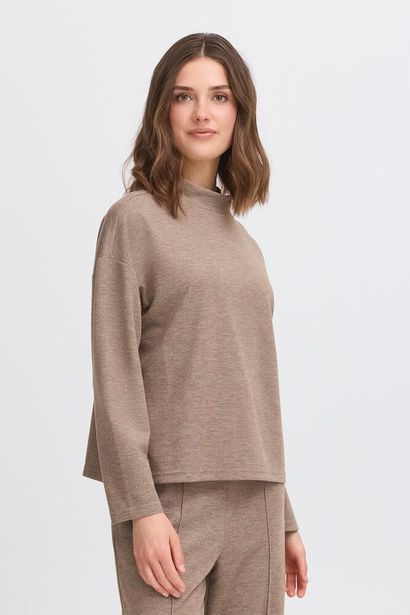 20615887 High Necl L/Sl Top Taupe