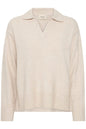 20615893 Collared V Neck Long Sl Jumper Beige