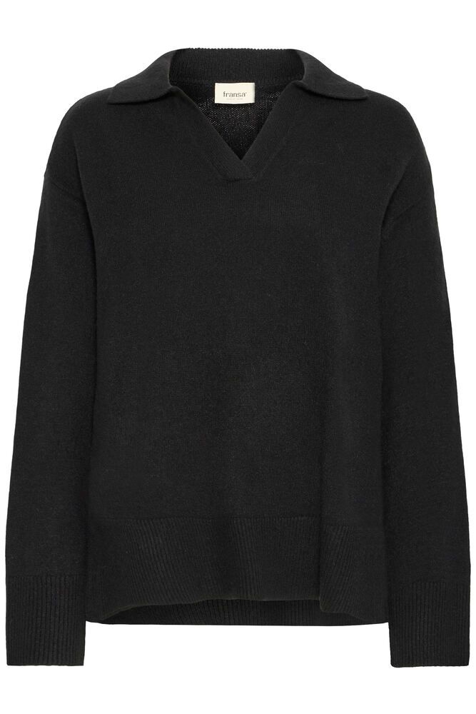 20615893 Collared V Neck Long Sl Jumper Black