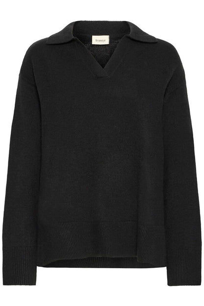 20615893 Collared V Neck Long Sl Jumper Black