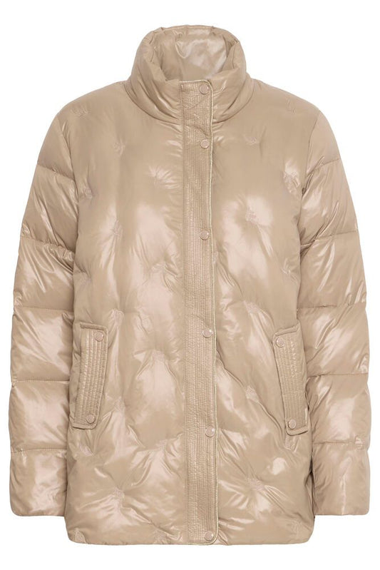 20616072 3/4 Floral Motif Puff Jacket Taupe