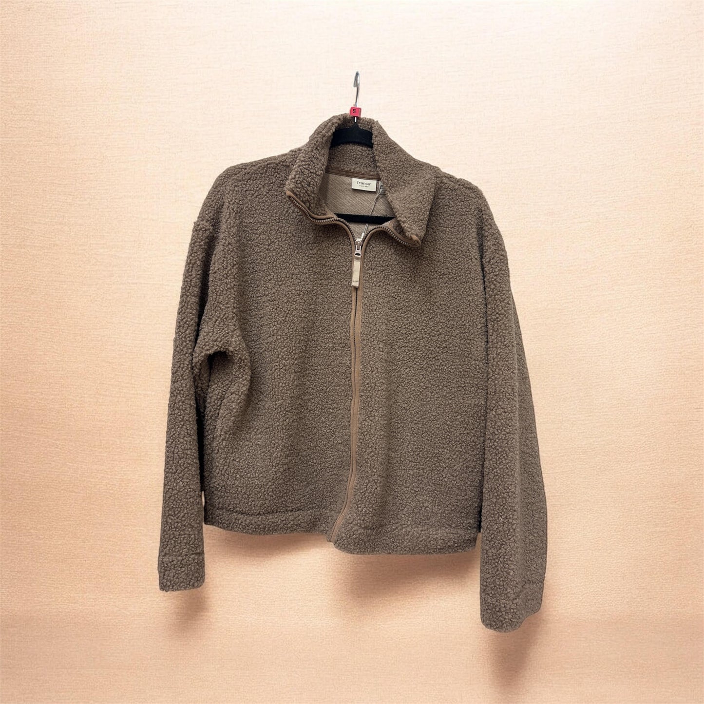 20616166 Zip Up Soft Teddy Fleece Taupe