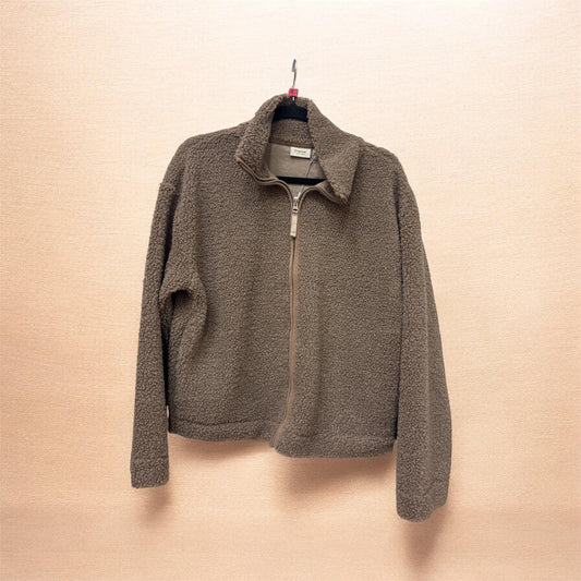 20616166 Zip Up Soft Teddy Fleece Taupe