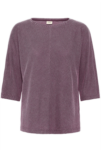 20617126 3/4 sleeve ribbed top WINE