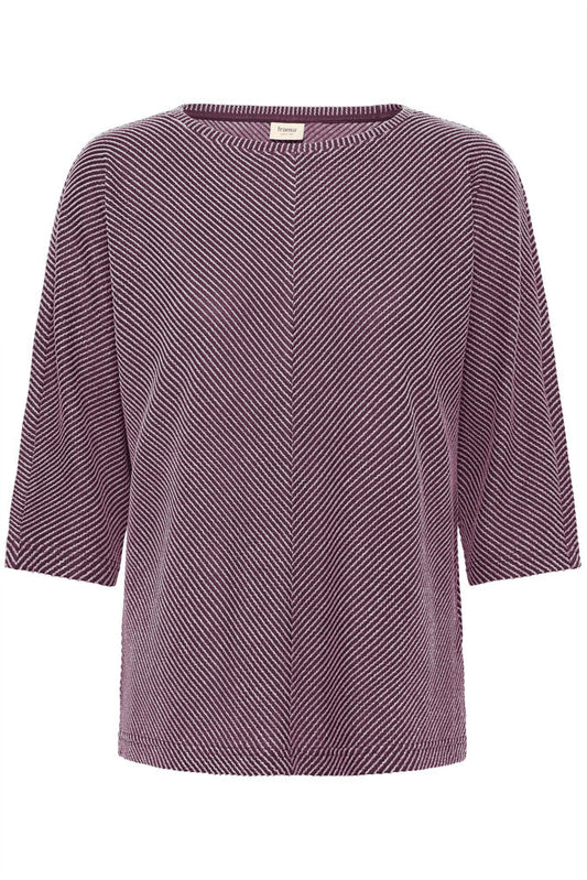 20617126 3/4 sleeve ribbed top WINE