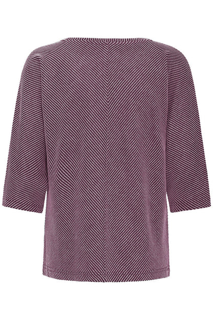 20617126 3/4 sleeve ribbed top WINE