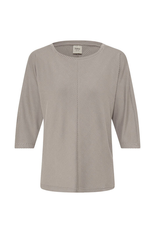 20617126 3/4 sleeve ribbed top Beige