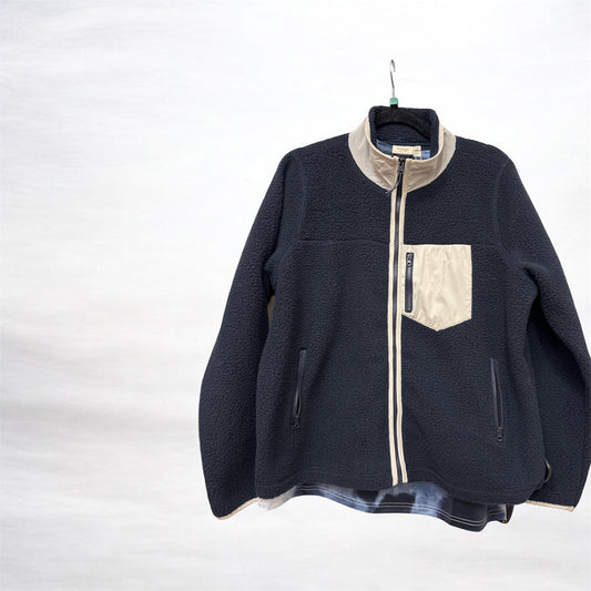 20617345 Zip Up Fleece With Patch Pocket Navy/Beige