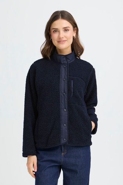 20617368 Teddy Fleece Push Stud Pock Det Navy