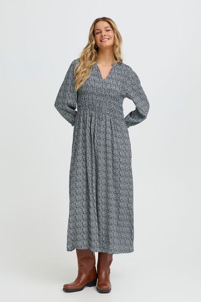 20617393 Midi Ditsy Print 3/4 Slve Dress Navy