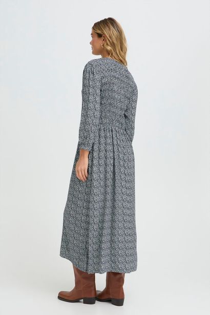 20617393 Midi Ditsy Print 3/4 Slve Dress Navy