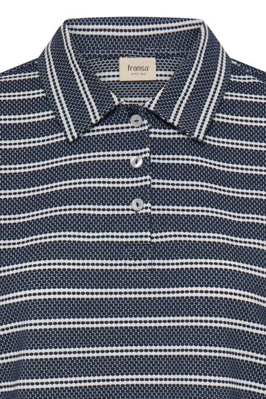 20617412 Stripe S/S Collar Top Navy