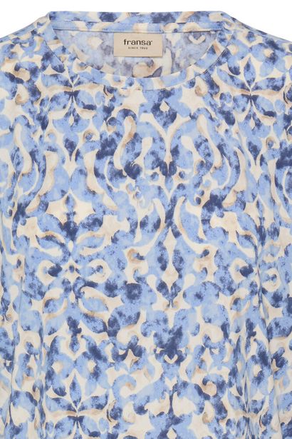 20617416 High Neck Print Top Blue